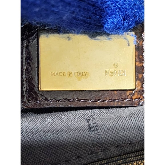 Authentic Fendi Tobacco Zucca Canvas Mia Flap Shoulder Bag Brown - Picture 7 of 16